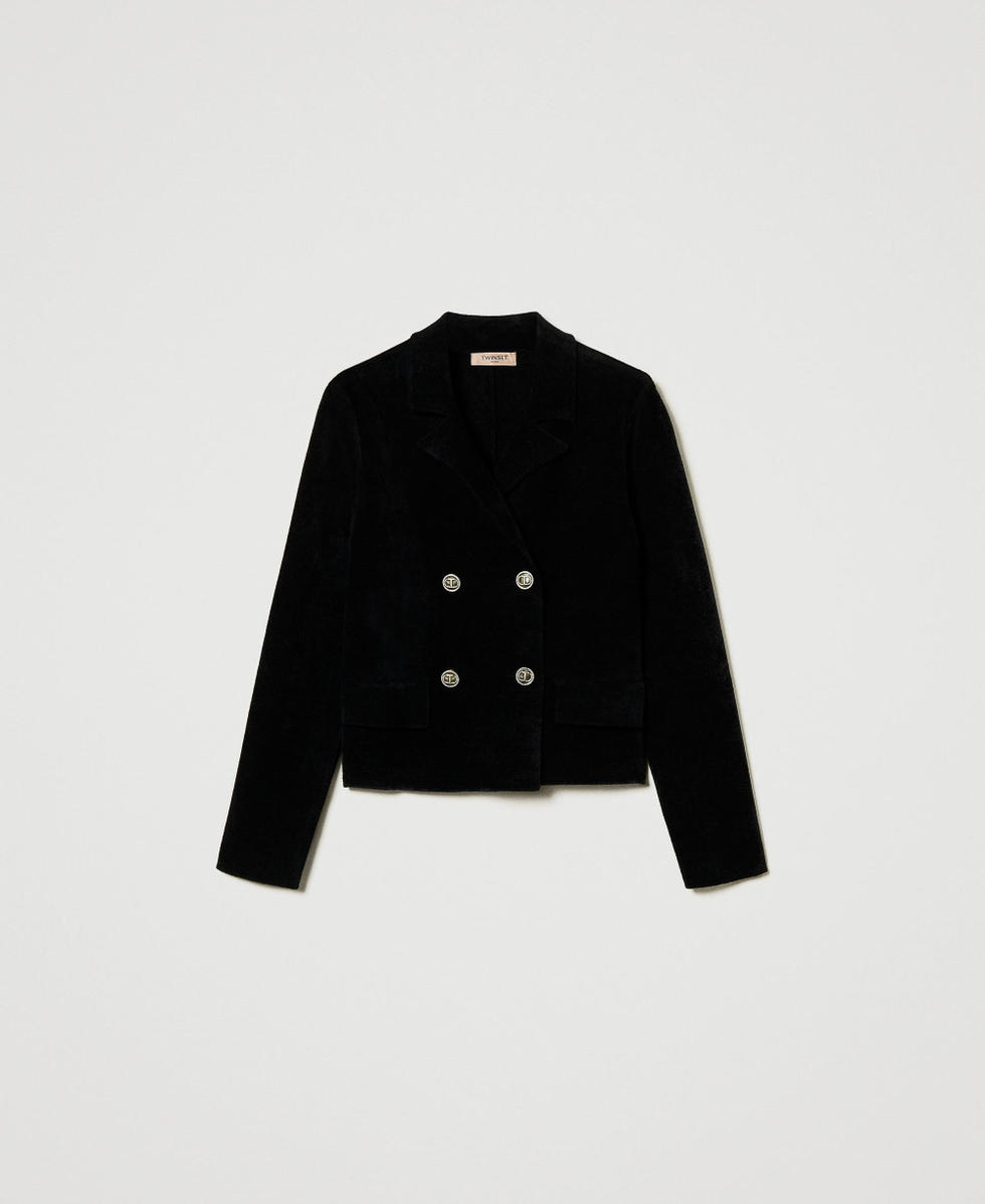 Knit jacket with Oval T buttons Black Woman 242TT3230_00006_S0