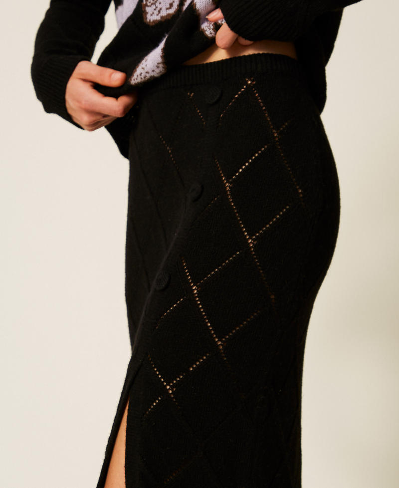 Midirock aus Treeblend-Garn Schwarz Frau 252TP3342_00006_04