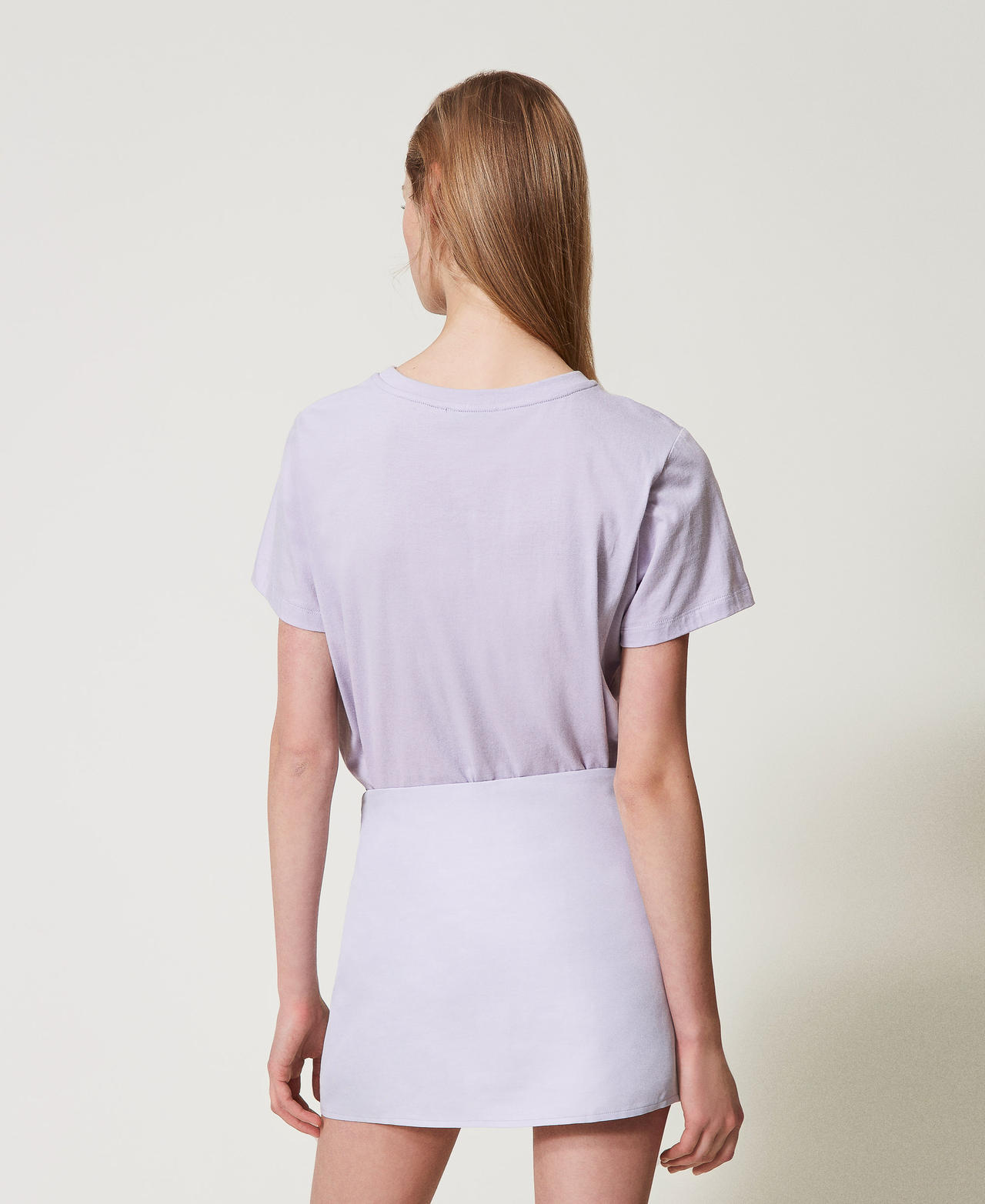 Camiseta con logotipo Oval T de strass Flores de Lila Mujer 251TT2040_00703_03