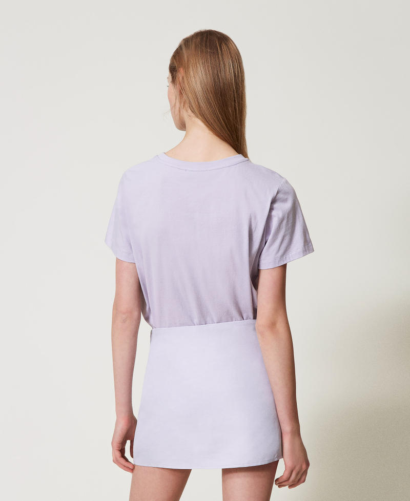 Camiseta con logotipo Oval T de strass Flores de Lila Mujer 251TT2040_00703_03