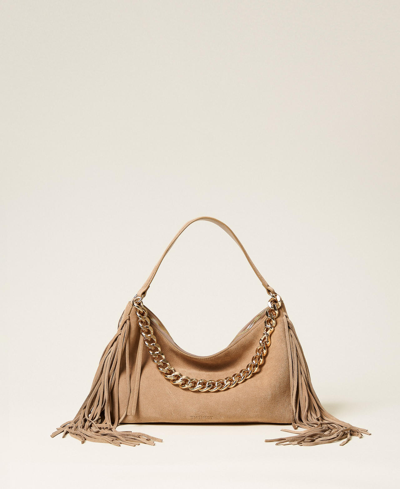 Twinset Gold/Light 'Liliane' Medium Suede Bag