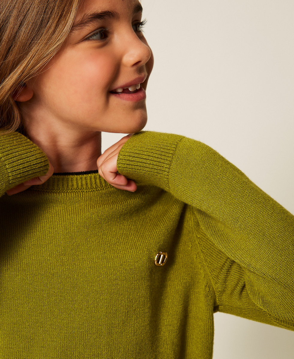 Jersey de cuello redondo con Oval T Olive Oil Ni&ntilde;a 252GJ3011_12576_04