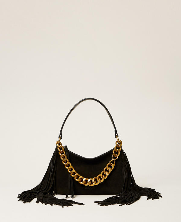 Borsa Liliane media in suede con frange