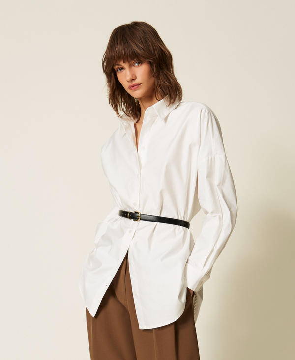 Poplin shirt with belt