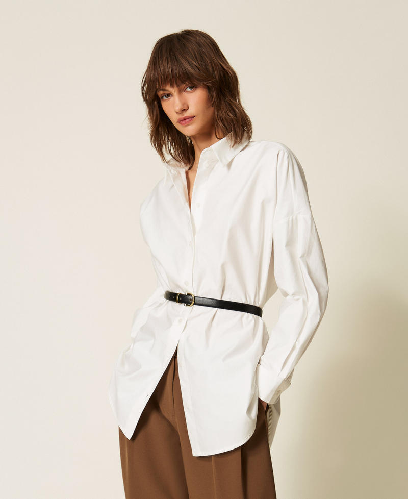 Poplin shirt with belt Off White Woman 262LI2APP_00526_01
