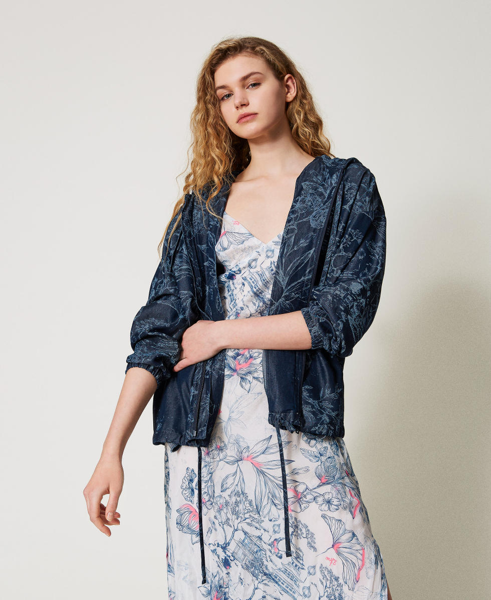 MYFO bomber jacket in floral denim Denim Toile de Jouy Woman 251AQ2110_12433_01
