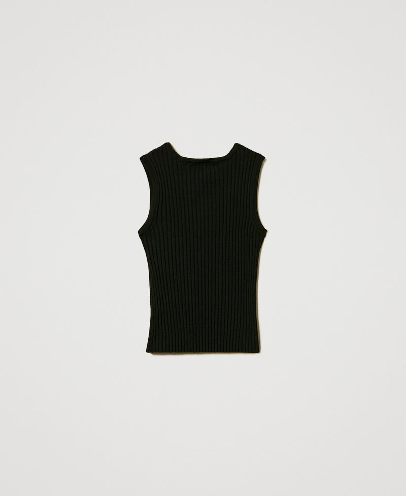 Top in maglia a coste con cut-out Nero Bambina 251GJ3413_00006_S1