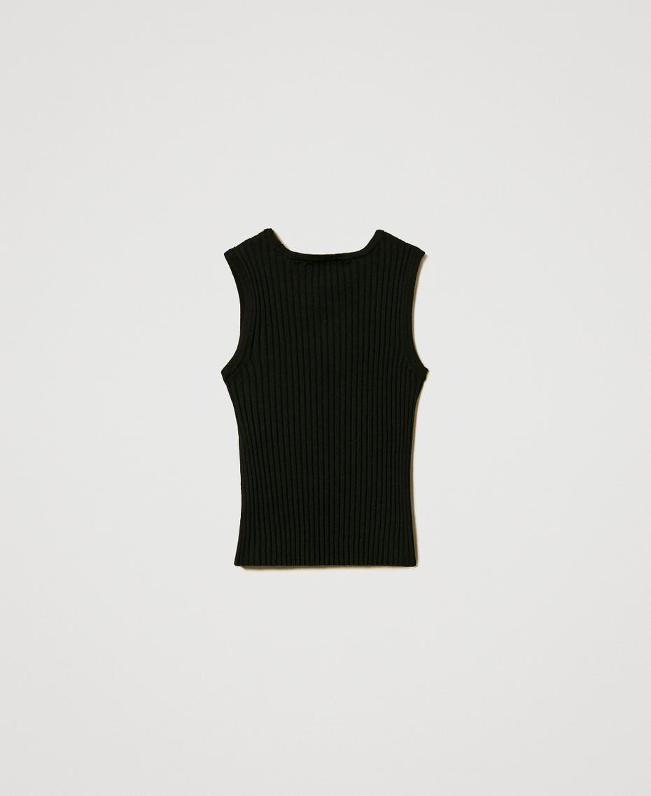 Top in maglia a coste con cut-out Nero Bambina 251GJ3413_00006_S1