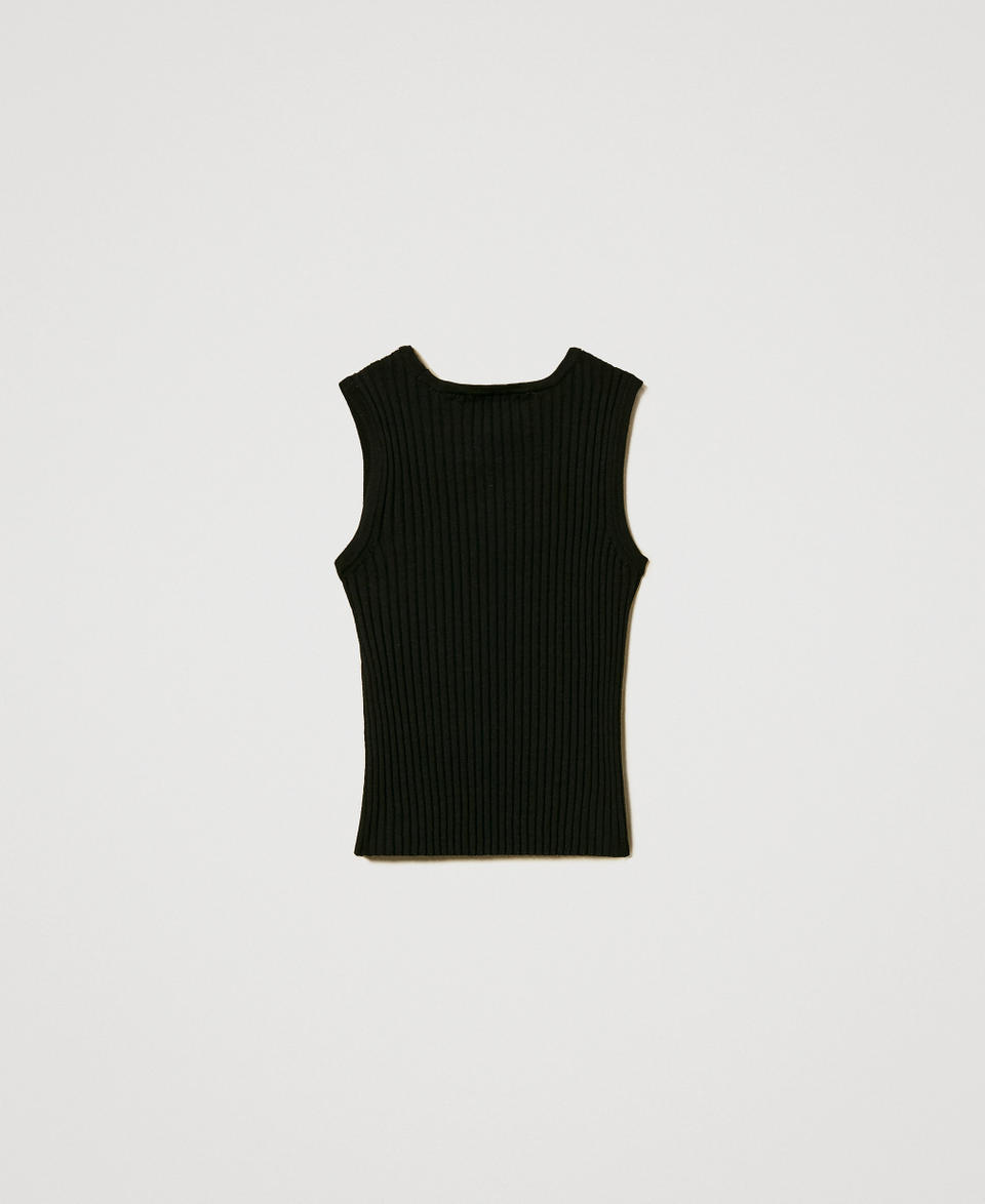 Rib knit top with cut-out Black Girl 251GJ3413_00006_S1