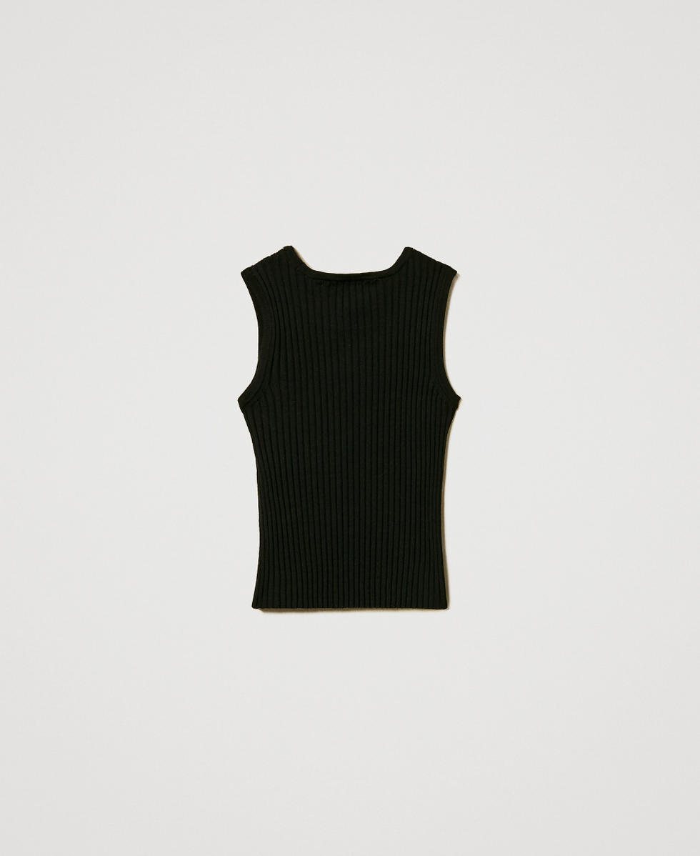 Rib knit top with cut-out Black Girl 251GJ3413_00006_S1