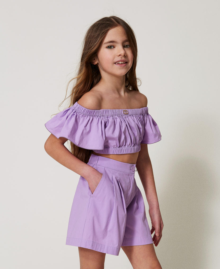 Poplin top and shorts Pastel Violet Girl 251GJ2422_11862_01