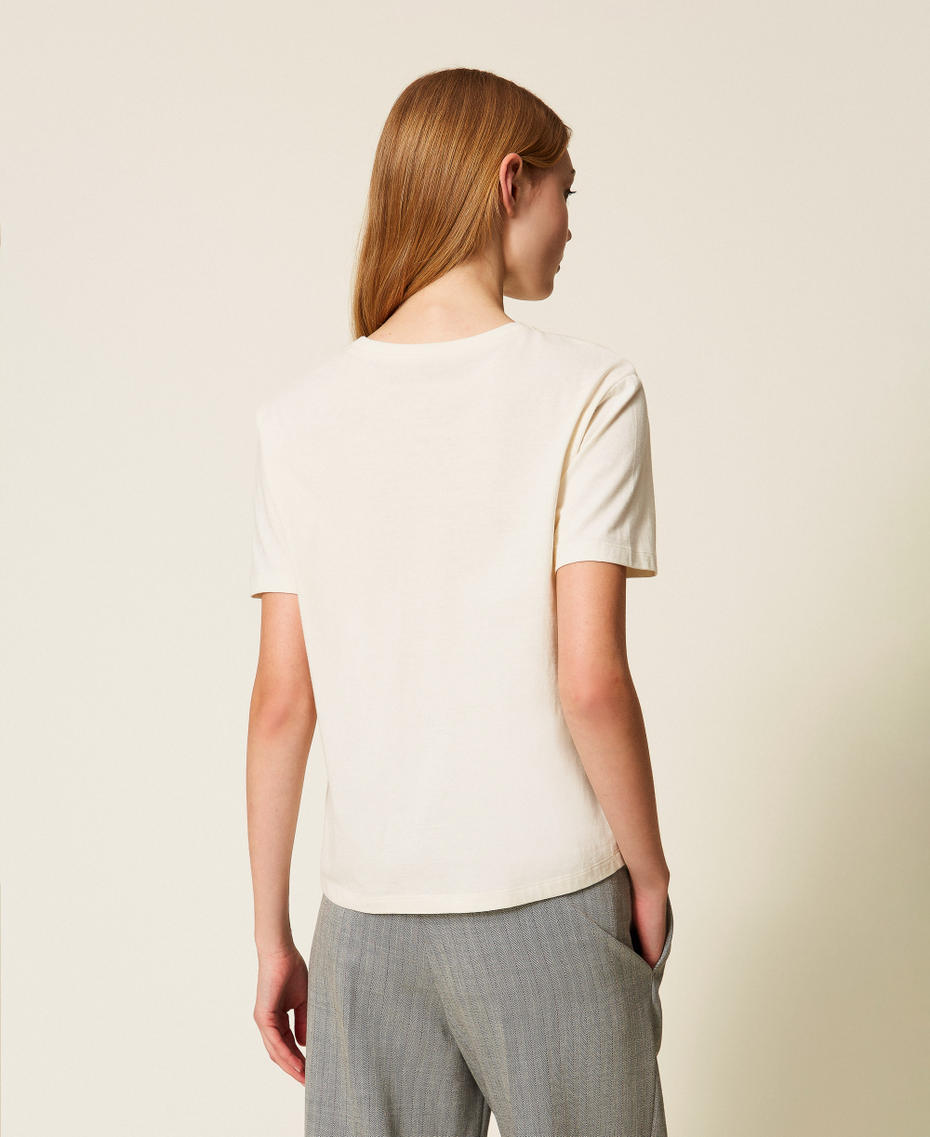 Regular T-shirt with embroidery and logo Mother Of Pearl Woman 252TP2051_00059_03