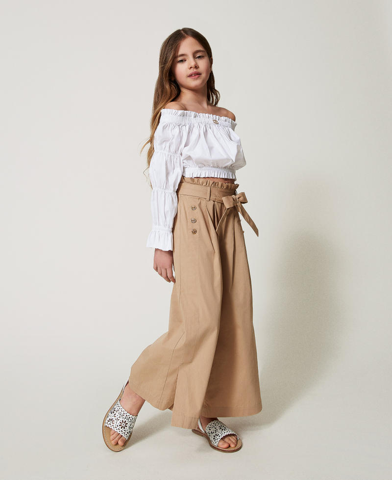 Poplin palazzo trousers Beige Hemp Girl 251GJ2425_00310_01