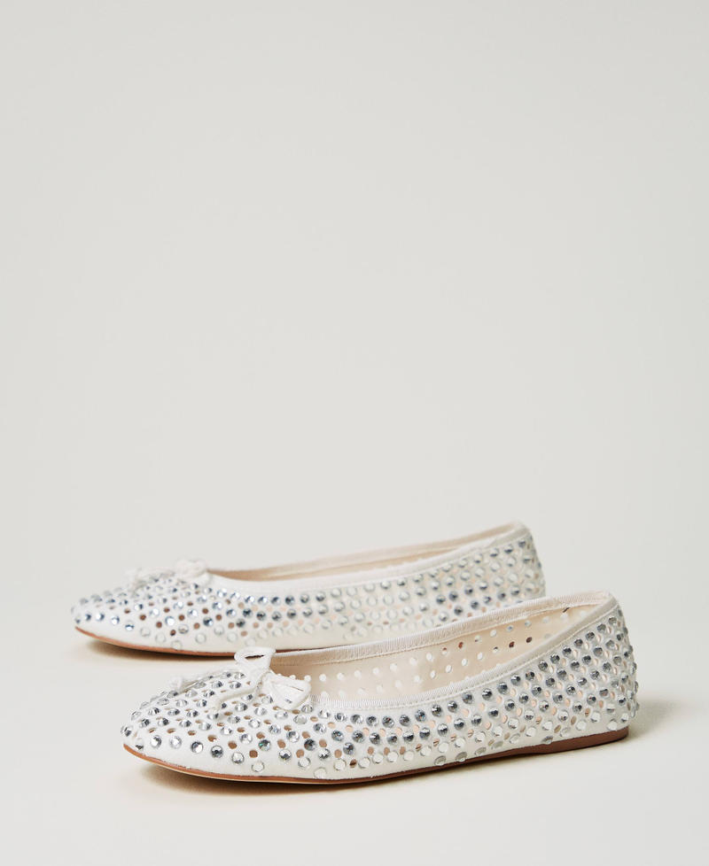 Ballet flats with all-over rhinestones Sugar White Woman 251ACP016_00632_02