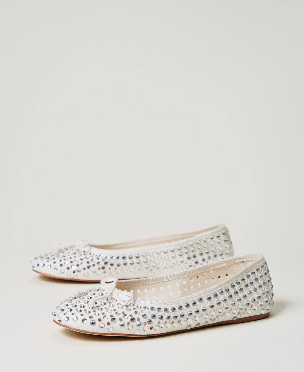 Ballerine con strass all over Bianco Sugar Donna 251ACP016_00632_02