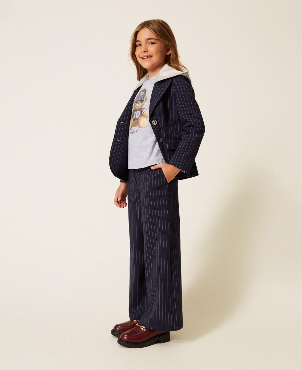 Pantal&oacute;n palazzo de rayas diplom&aacute;ticas Classic Blue / Raya Blanco Roto Ni&ntilde;a 252GJ2042_12713_02