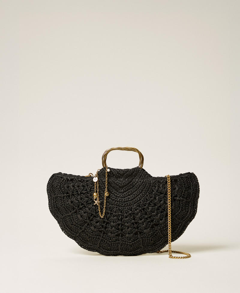 Crochet raffia shoulder bag Black Woman 261TD8320_00006_01