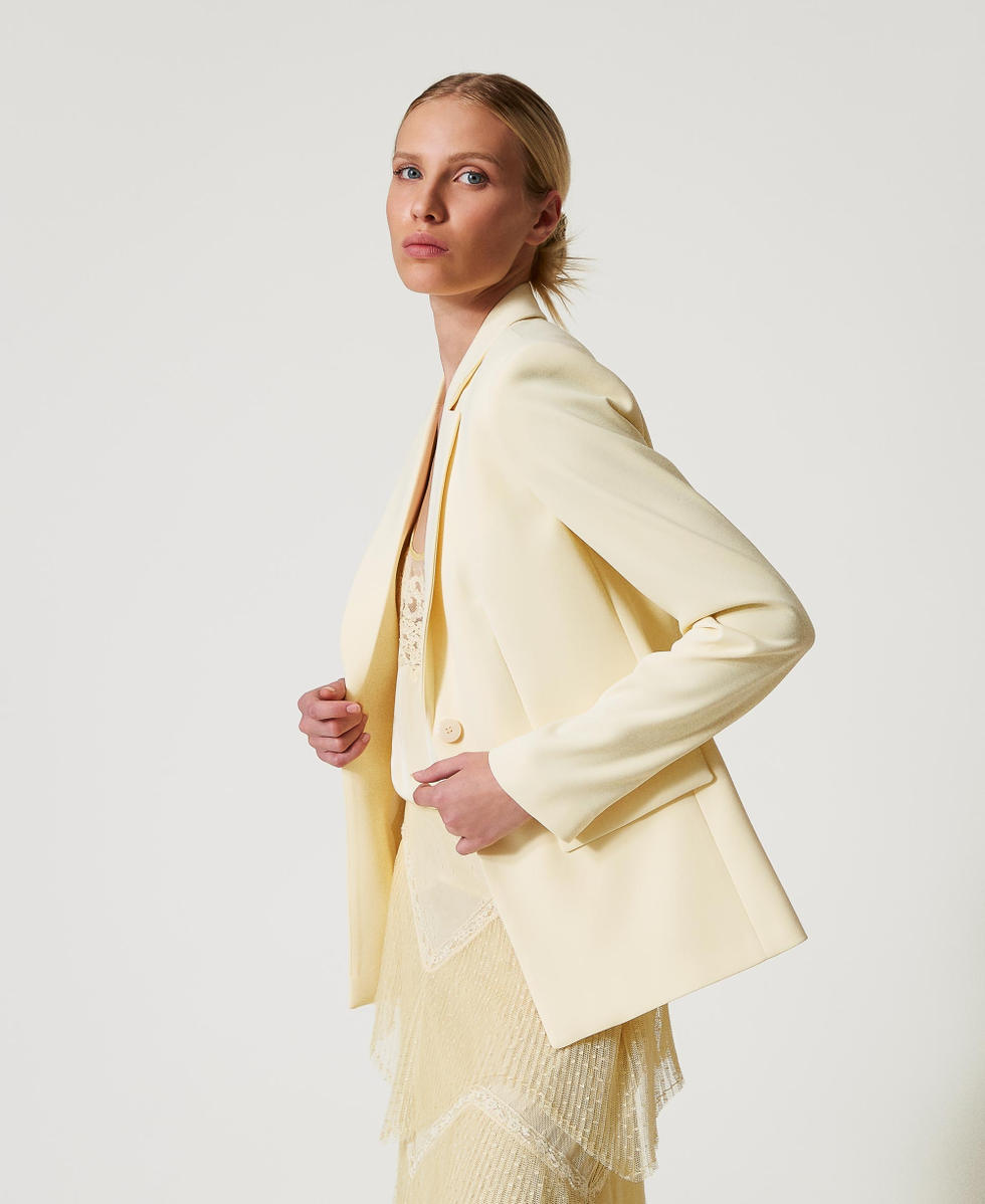 Blazer en cr&ecirc;pe fluide Vanille Femme 251TP2100_12143_02