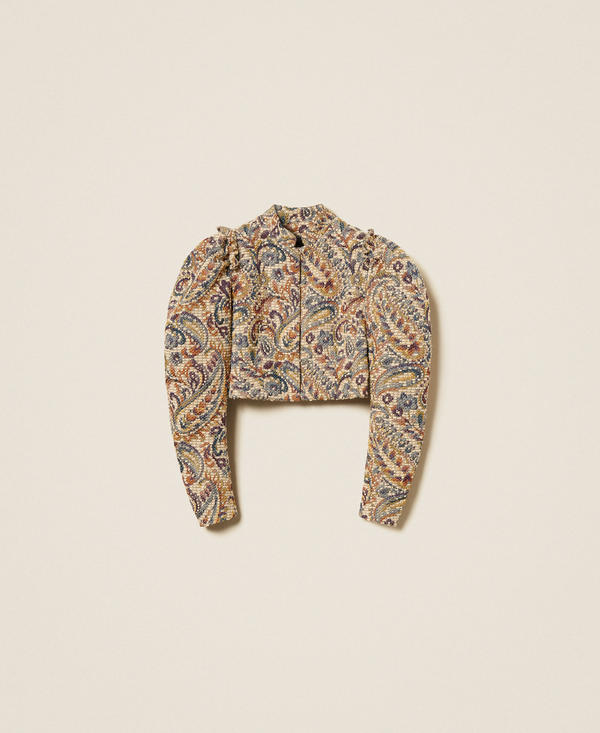 Jacquard jacket with cashmere pattern