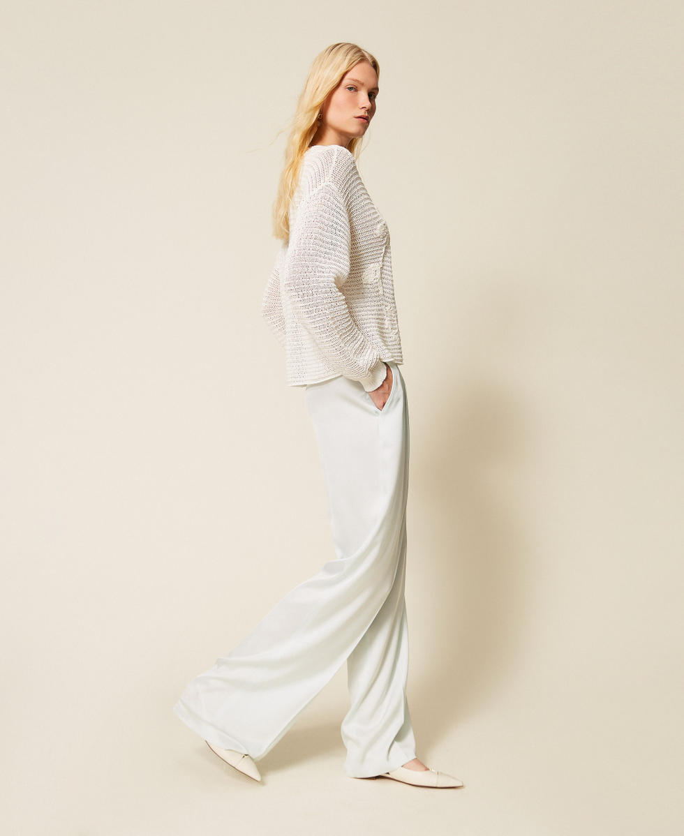 Pantalon ample en satin Bleu &laquo;&nbsp;Aqua&nbsp;&raquo; Femme 261TP2391_13162_02