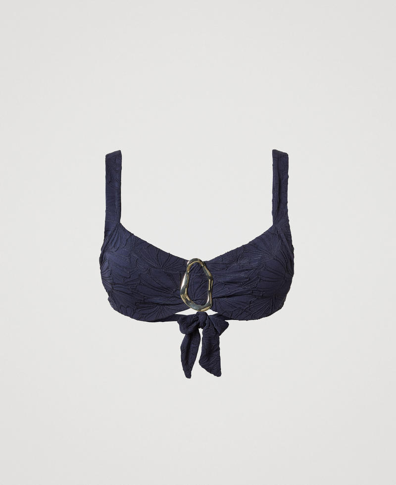 Jacquard underwired bikini top with ring Classic Blue Woman 251LMMB55_11956_S0
