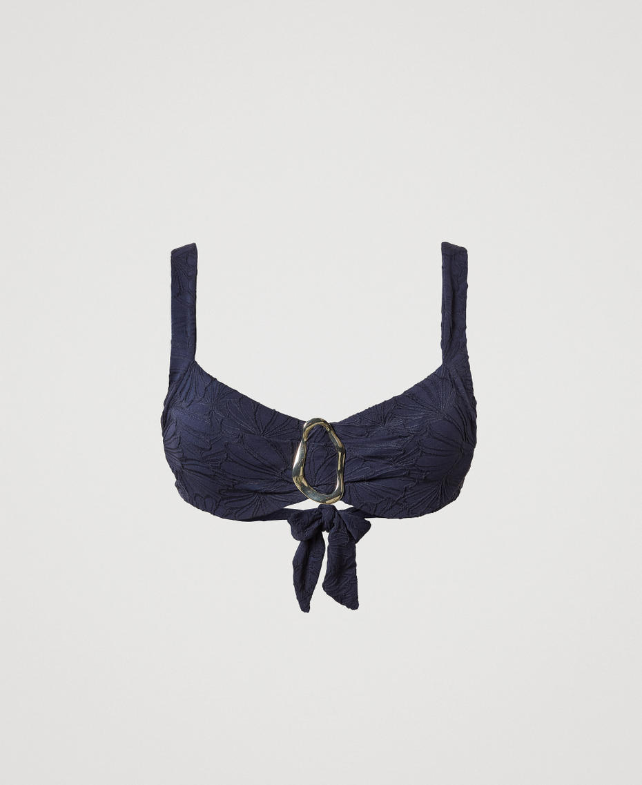 Jacquard underwired bikini top with ring Classic Blue Woman 251LMMB55_11956_S0