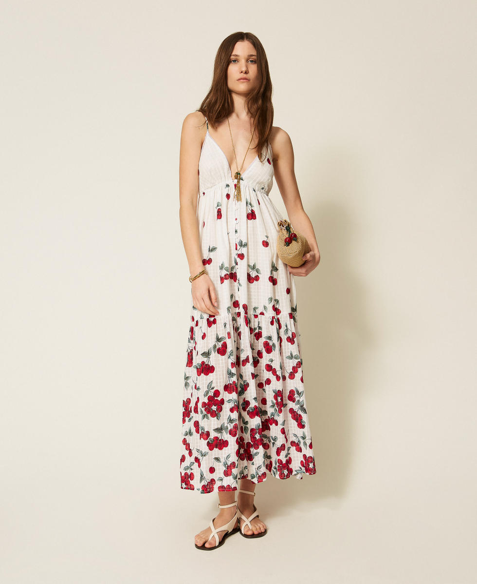 Long jacquard dress with print
