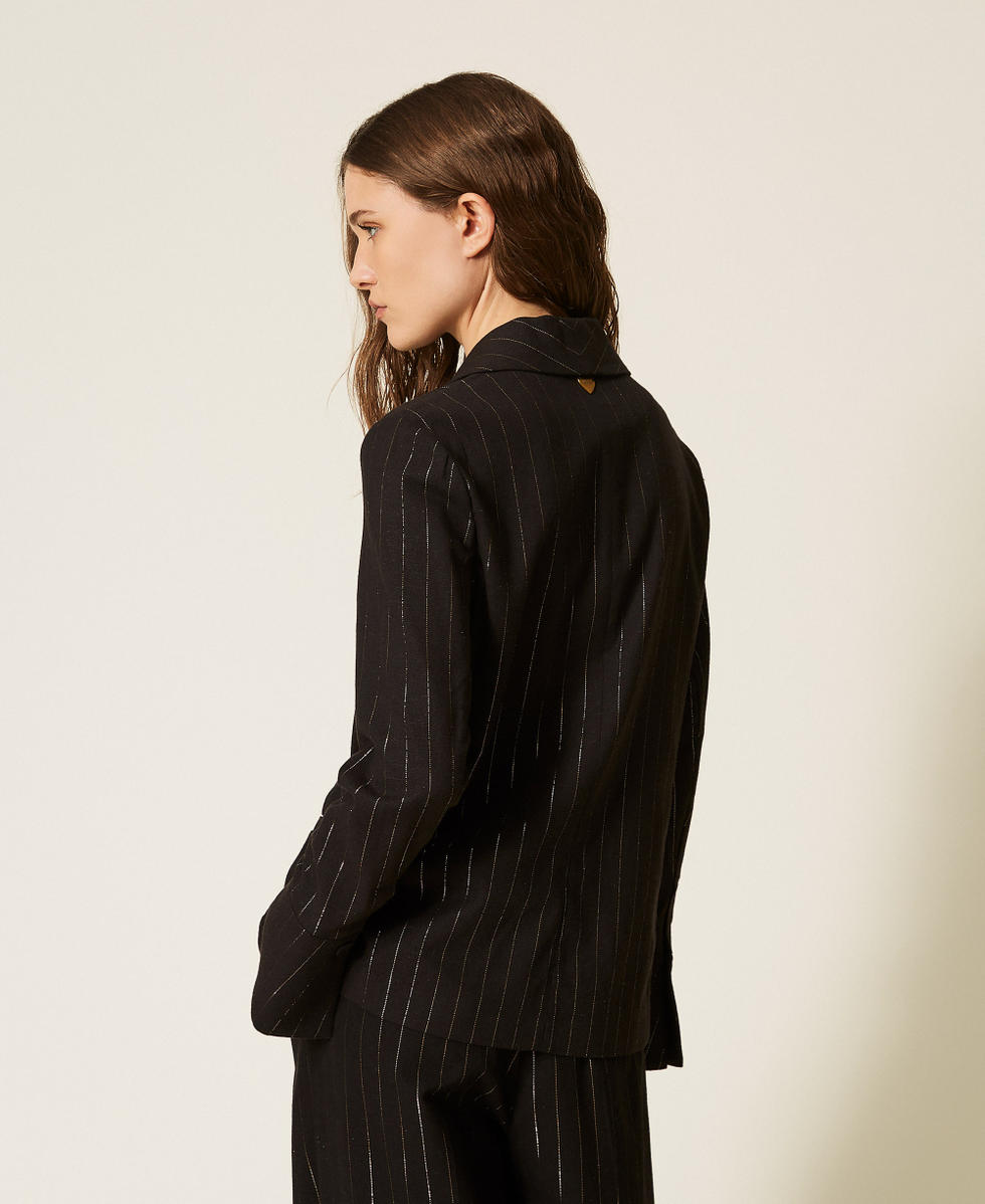 Chaqueta blazer con rayas de l&uacute;rex Negro Mujer 261LB2QAA_00006_03