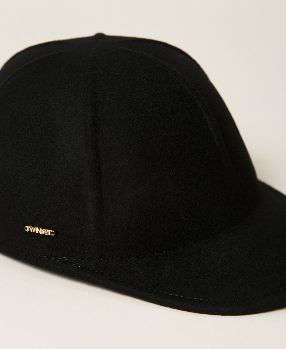 Cappello da baseball in panno di lana Nero Donna 262TA4460_00006_03