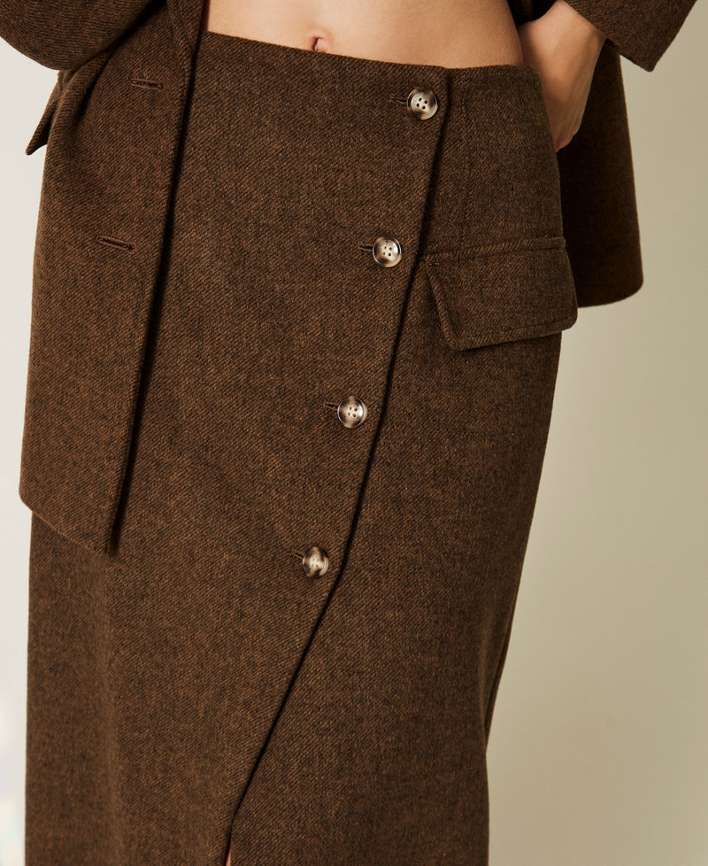 Long velour cloth skirt Mocha Melange Woman 262LI2CBB_13881_04