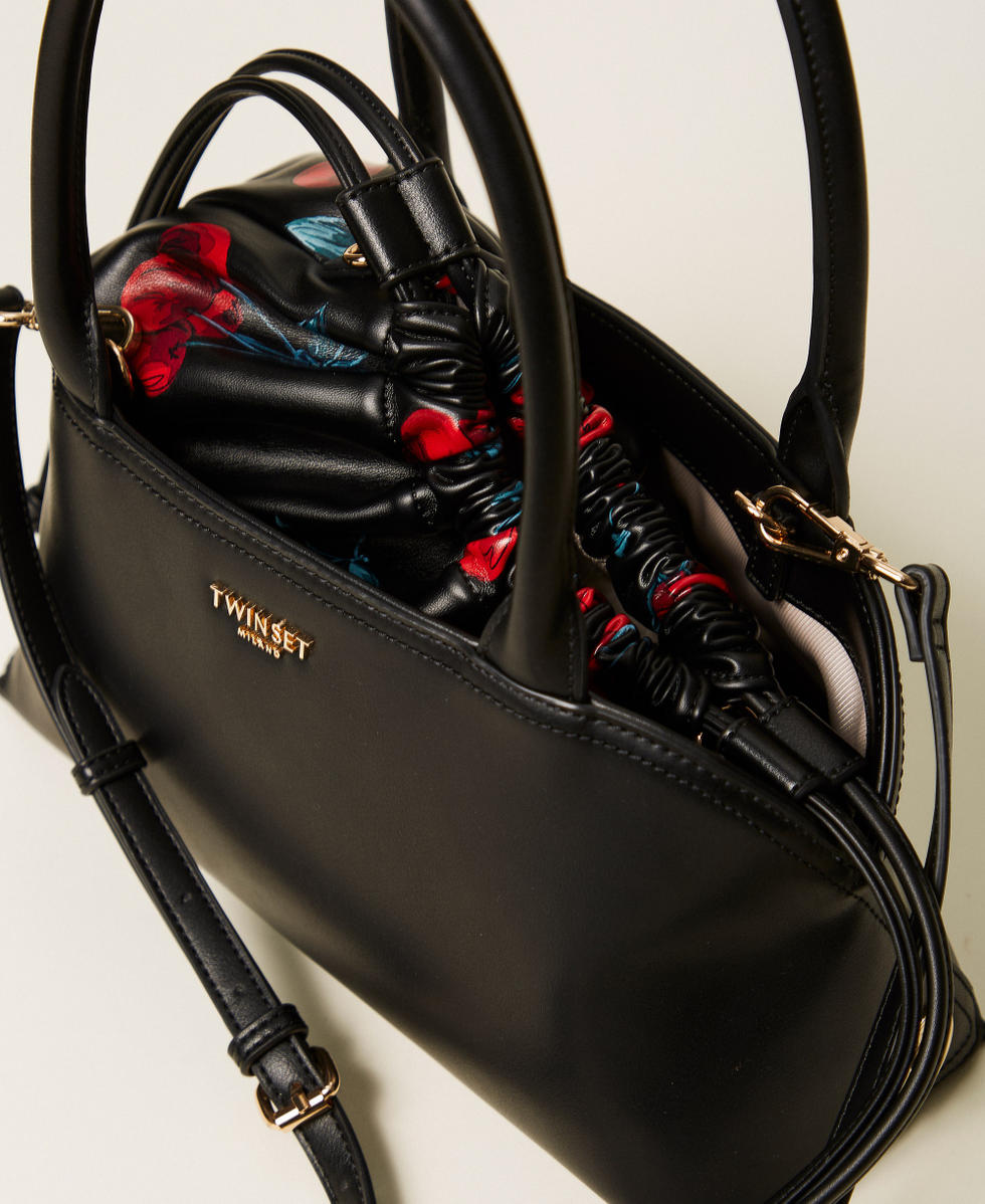 Bowler bag with printed clutch Black Woman 261TD8141_00006_04