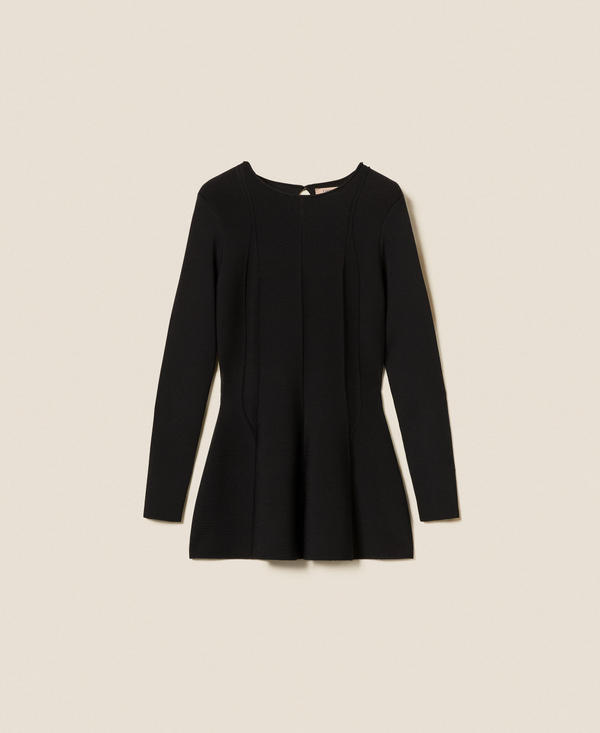 Abito corto in maglia con godet