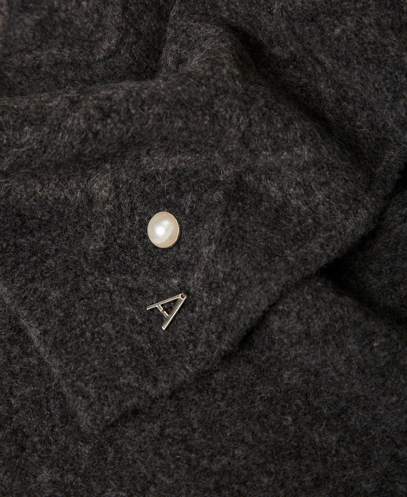 Sciarpa in maglia con perle e trecce Grigio Mélange Medio Donna 252AA4071_0082M_02