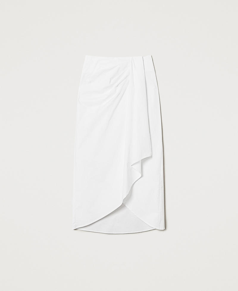 Long poplin skirt with draping White Woman 251TF2021_00001_S0
