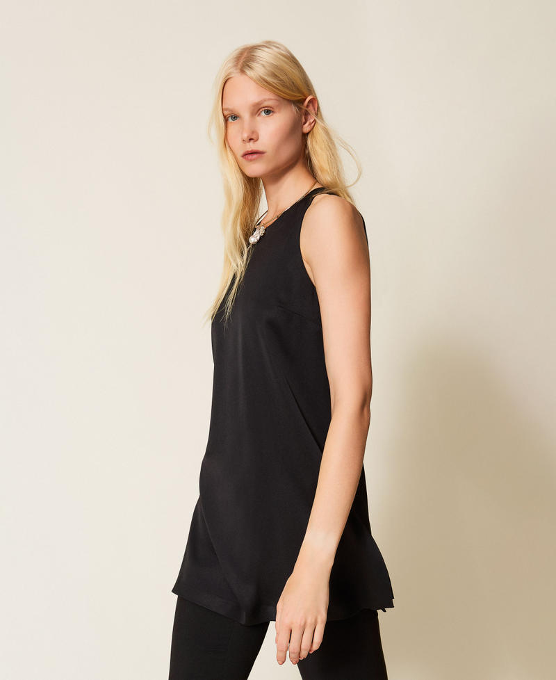 Satin tunic Black Woman 261TP2251_00006_03