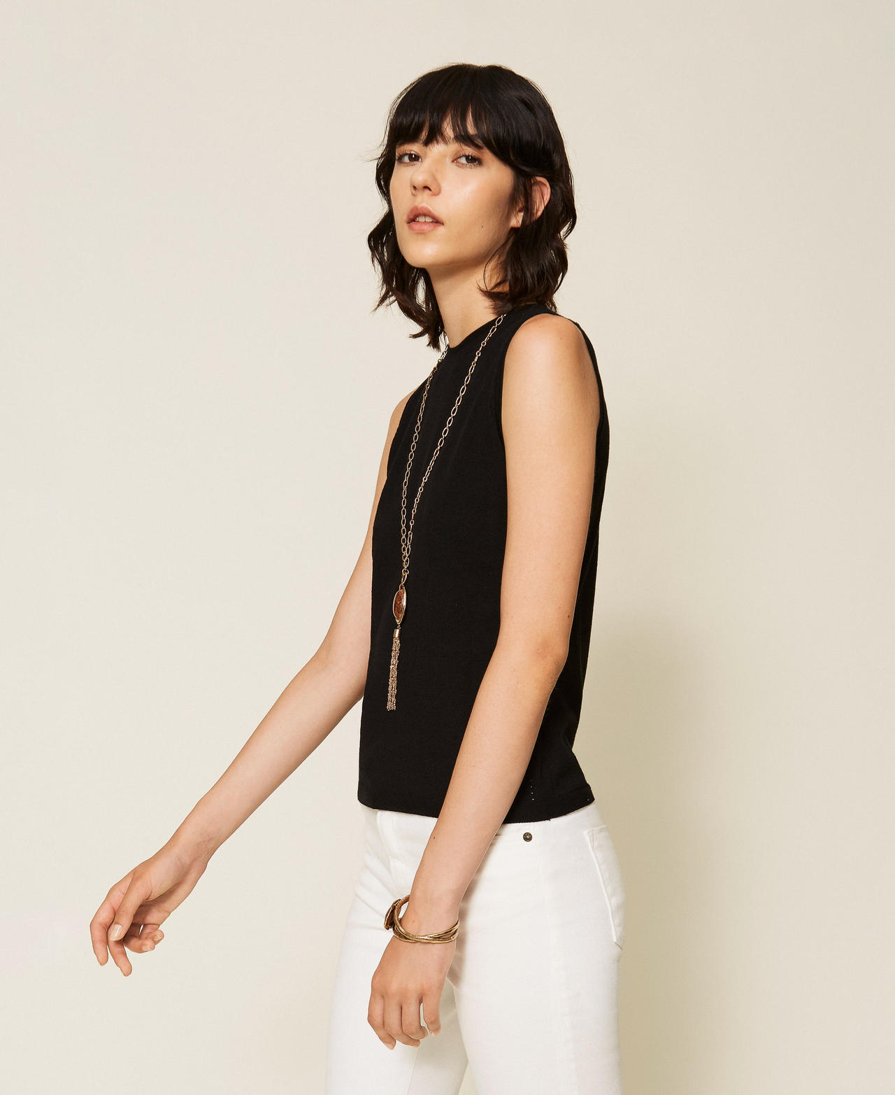 Dual use fitted knit top Black Woman 262TP3Q14_00006_02