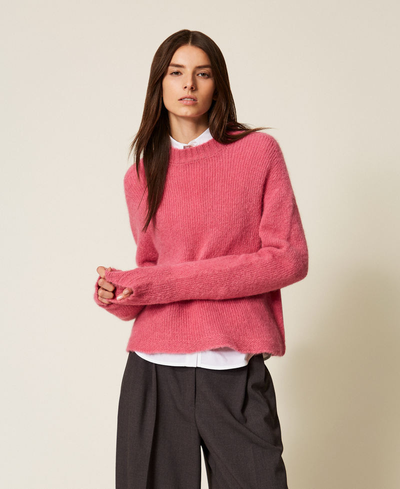 Pullover aus Alpakamischung Dunkles Cashmere Rose Frau 252TT3136_12905_02