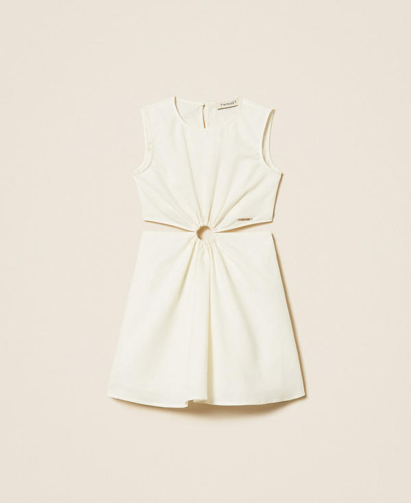 Short linen dress with cut-out