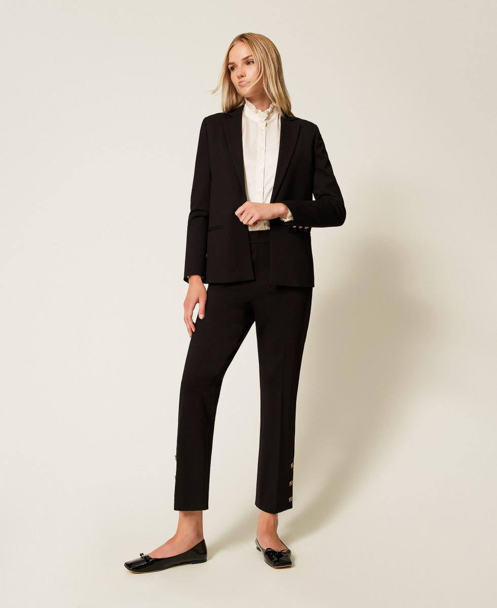 Cropped trousers with Oval T buttons