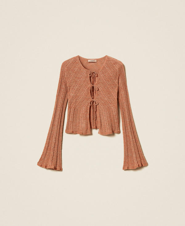 Linen knit cardigan with lurex