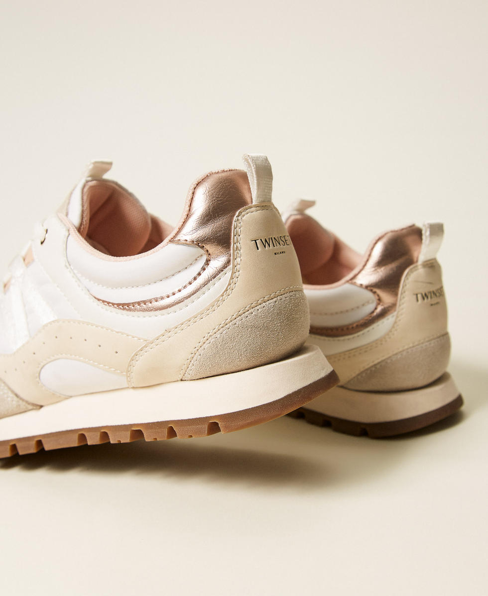 Ledersneakers im Laufschuhstil Wei&szlig; Schnee Frau 252TGT02A_00282_03