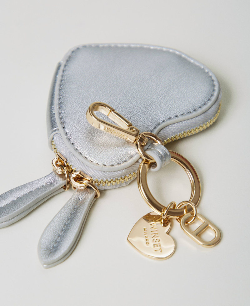 Heart-shaped coin purse with logo Silver Woman 251TH7018_00995_02