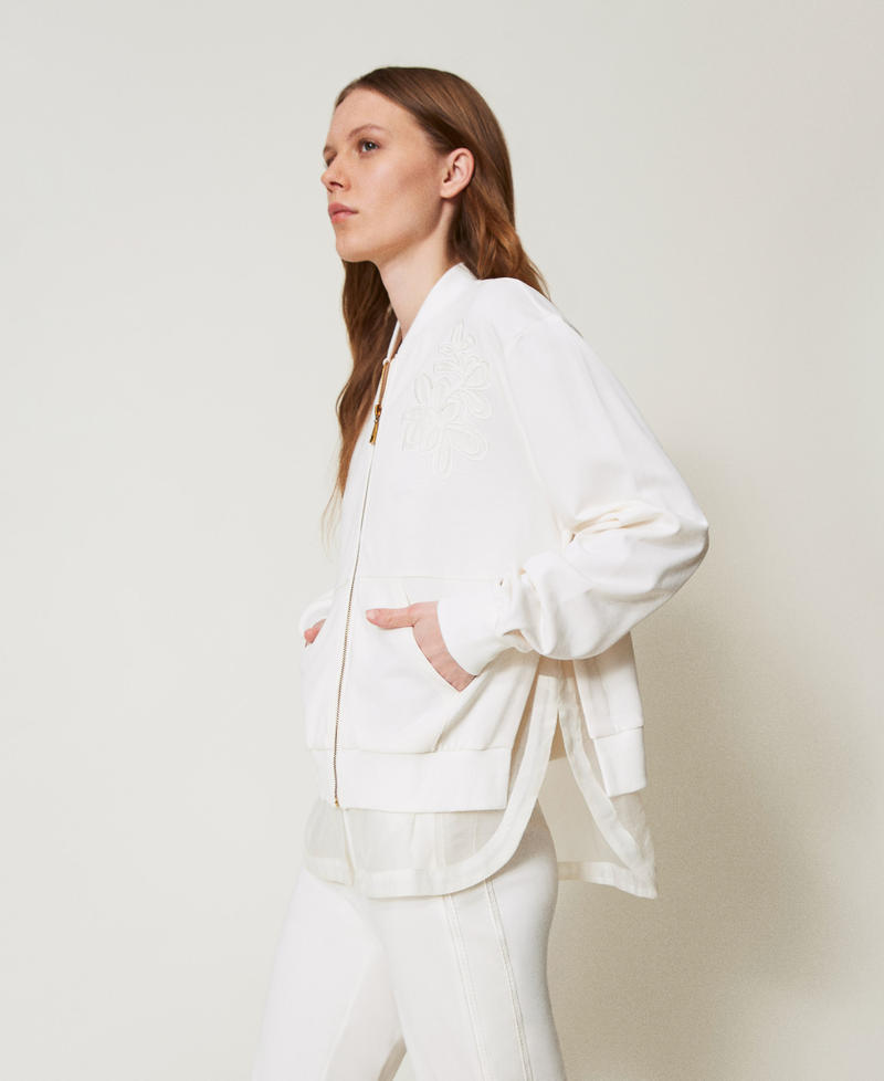 Sweatshirt with embroidery and organza insert White Cloud Woman 251LL2HAA_12105_02
