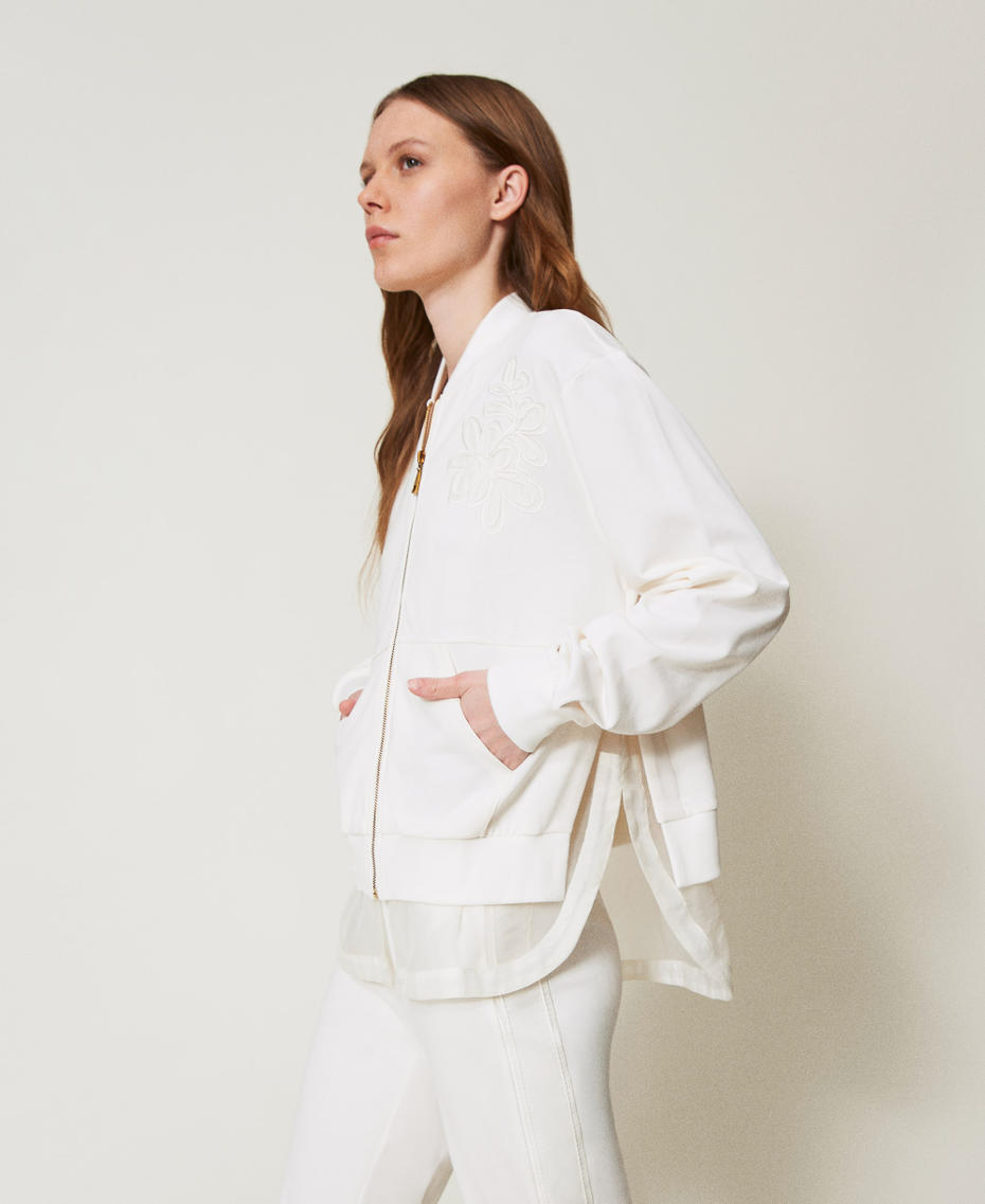 Sweatshirt with embroidery and organza insert White Cloud Woman 251LL2HAA_12105_02
