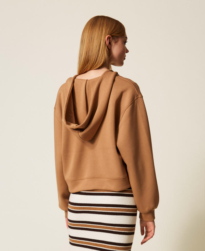 Scuba sweatshirt and top Two tone Camel/Off White Woman 252LI2QDD_12670_03