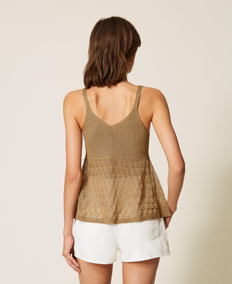Figurbetontes Stricktop Golden Green Lurex Frau 262TP3Q30_12454_03