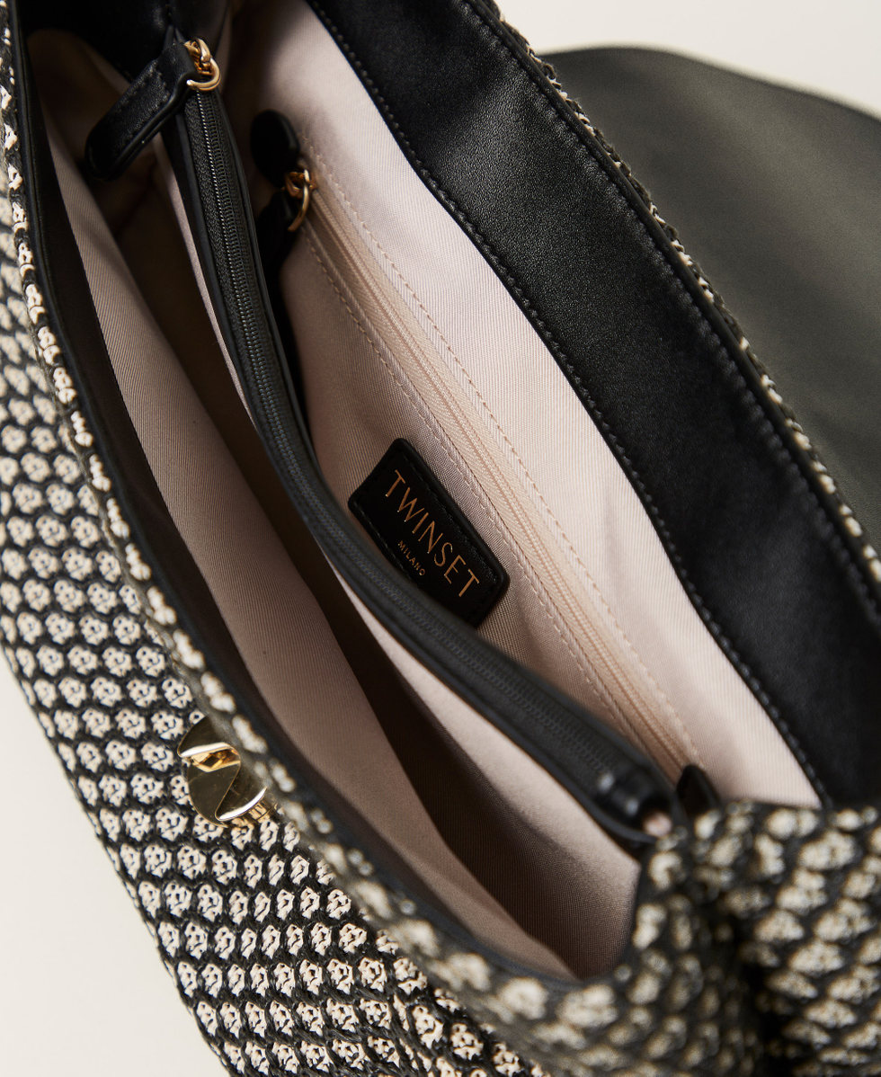 Sac &agrave; main en toile effet filet Noir Femme 251TD8322_00006_04