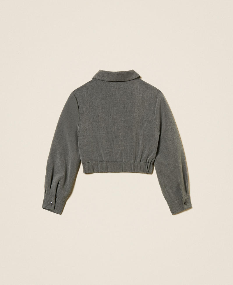 Cropped flannel jacket Mid Melange Grey Girl 252GJ2270_11727_S1