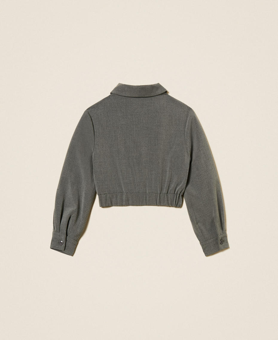 Cropped flannel jacket Mid Melange Grey Girl 252GJ2270_11727_S1