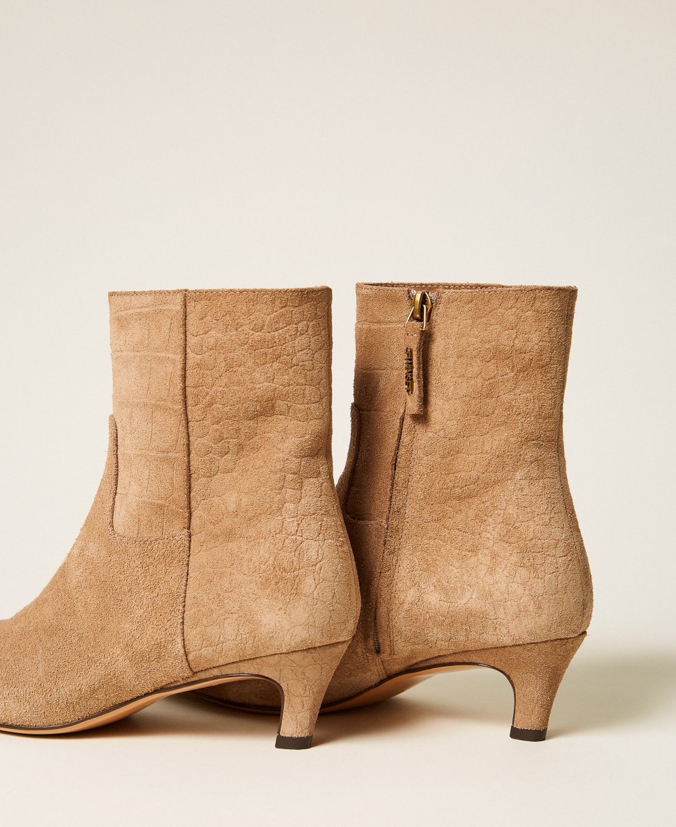 Stivaletti in suede a stampa cocco Stampa Cocco Nougat Donna 262TGT082_14033_03